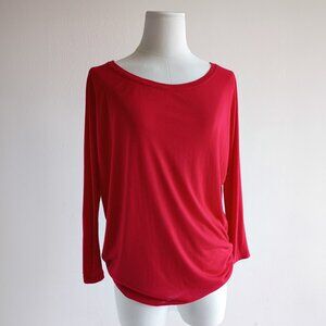LOFT Red Draped Blouse Size M Casual Work Top
